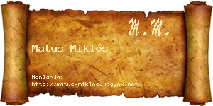 Matus Miklós névjegykártya
